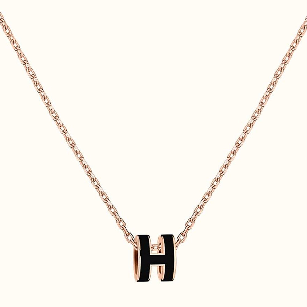 Hong Kong Stock - Hermes Mini Pop H Necklace (Black/Rose Gold)