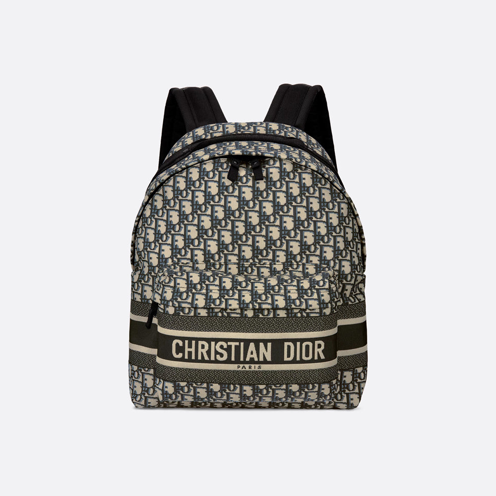 Dior Travel Backpack (Blue Dior Oblique Jacquard)