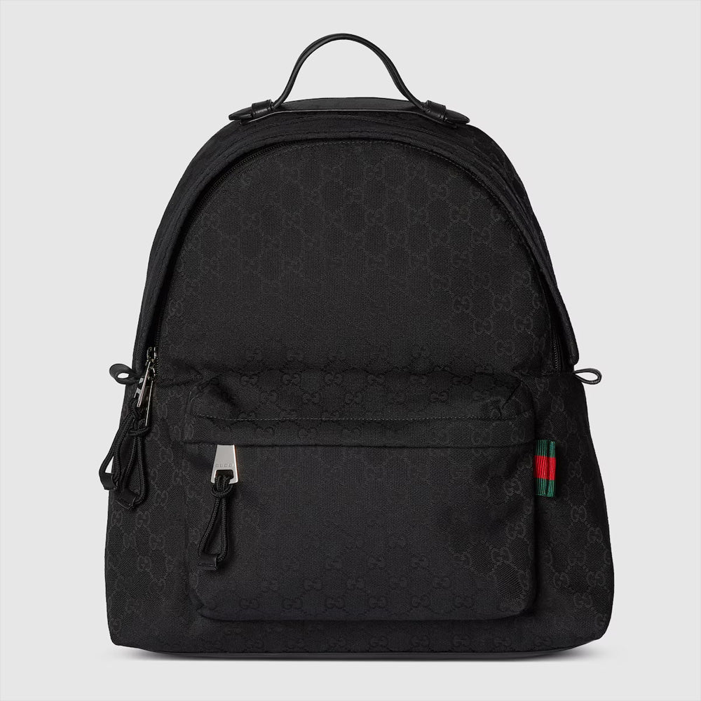 Gucci Medium GG backpack with Web (Black GG canvas)
