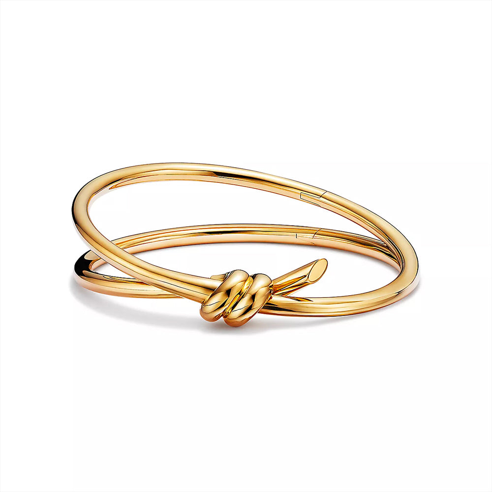 Tiffany Tiffany Knot Double Row Hinged Bangle in Yellow Gold
