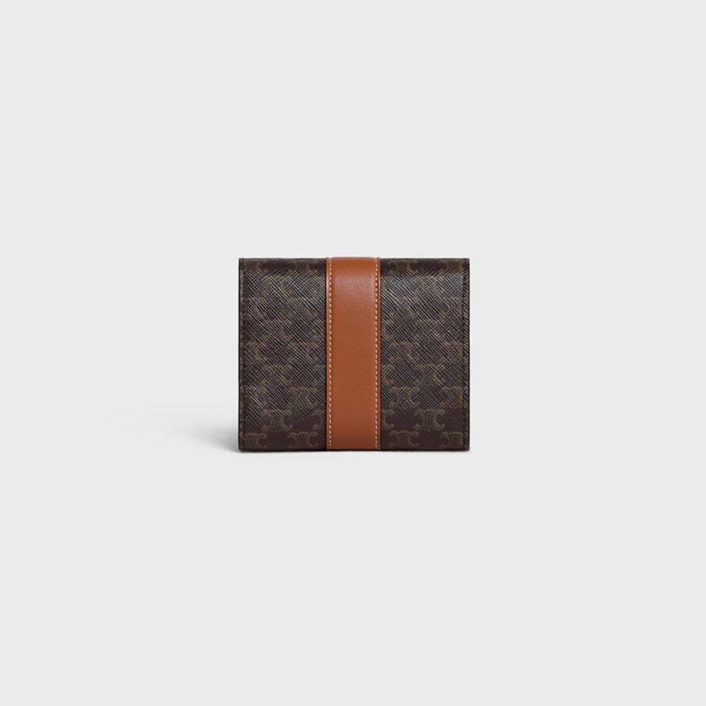 Hong Kong Stock - Celine Small Trifold Wallet in Triomphe Canvas and Lambskin Tan