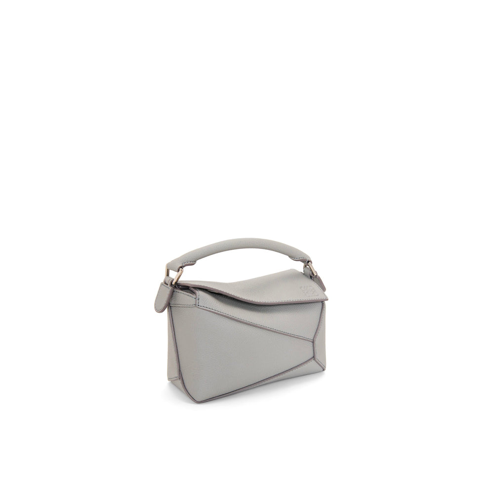 Loewe Mini Puzzle bag in soft grained calfskin (Pearl Grey)
