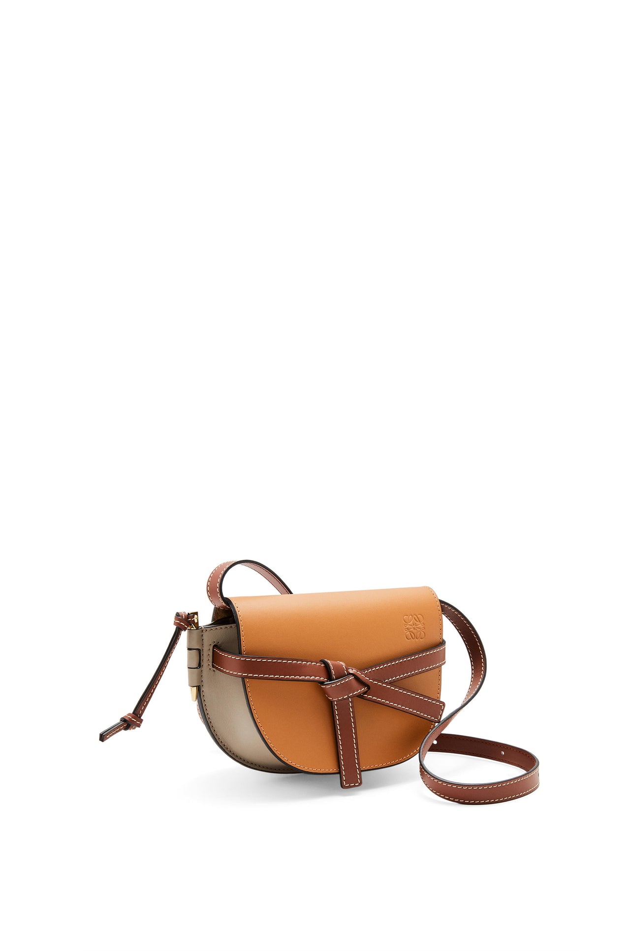 Loewe Mini Gate Dual bag in soft calfskin (Amber/Light Grey/Rust Colour)
