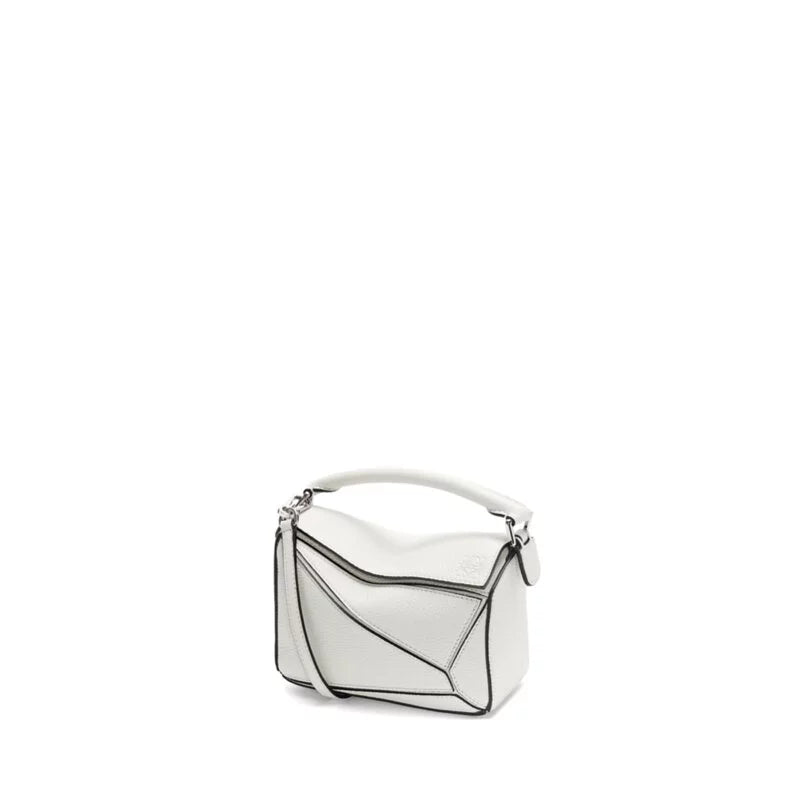 Loewe Mini Puzzle bag in soft grained calfskin Soft White