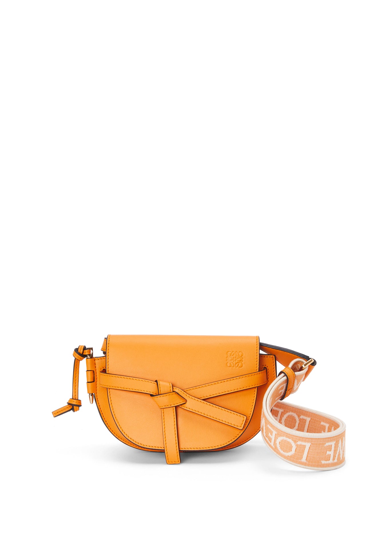 Loewe Mini Gate Dual bag in soft calfskin and jacquard (Colour: Mandarin)