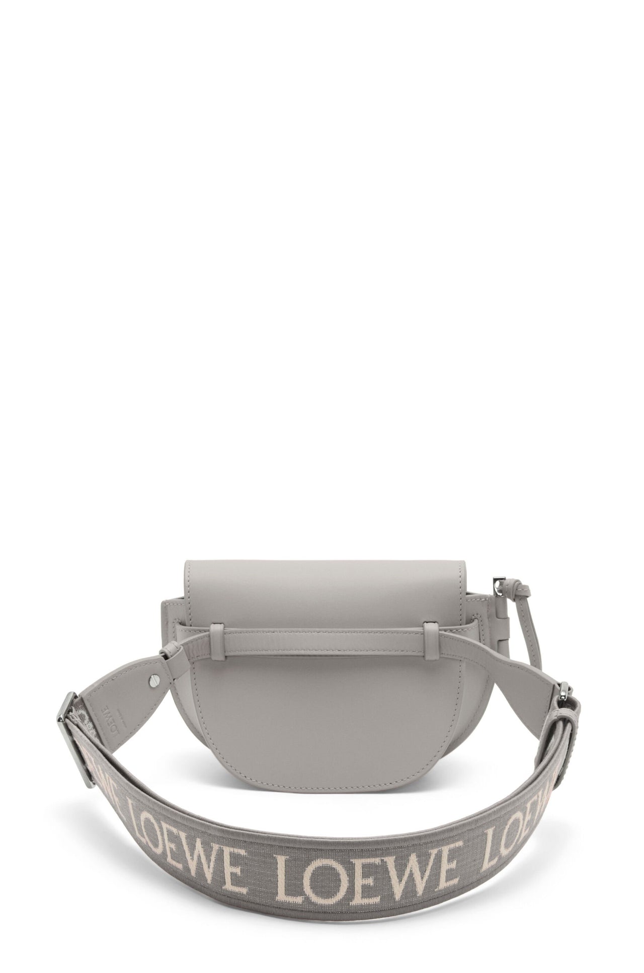 Loewe Mini Gate Dual bag in soft calfskin and jacquard (Colour: Pearl Grey)
