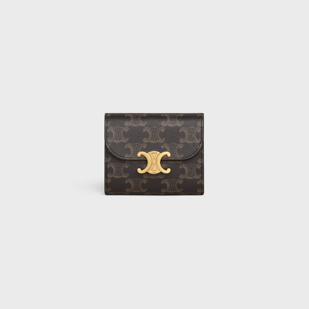 Celine Small Flap Wallet Triomphe In Triomphe Canvas (Tan)