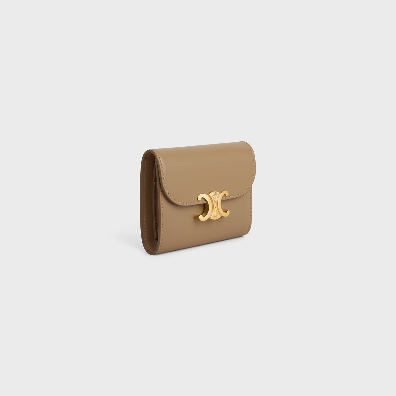 Celine Small Flap Wallet TRIOMPHE IN Shiny calfskin (SMOKED BROWN)