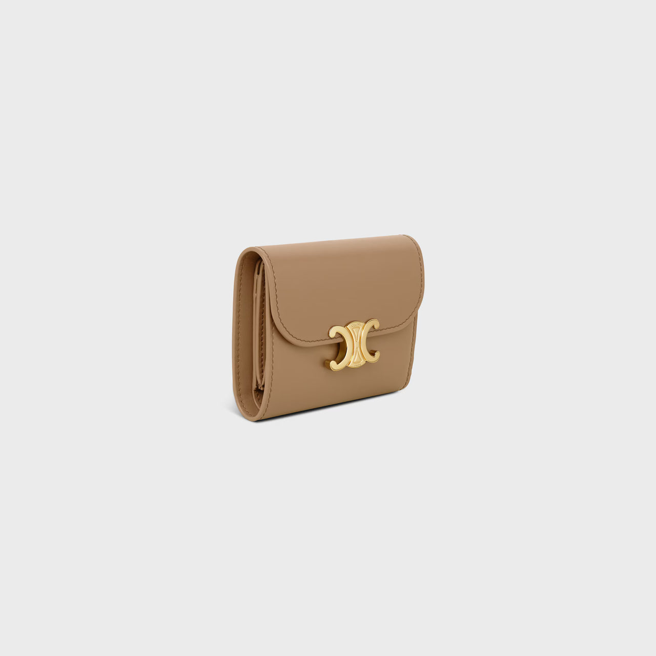 Celine Small Flap Wallet TRIOMPHE IN Shiny calfskin (DARK SEPIA)
