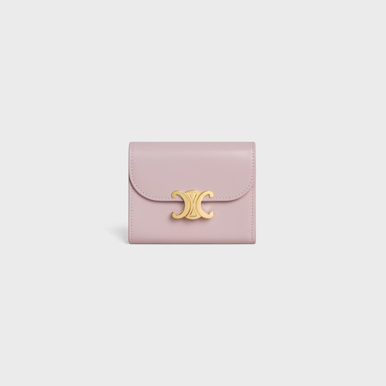 Celine Small Flap Wallet TRIOMPHE IN Shiny calfskin (BLEACHED PINK)