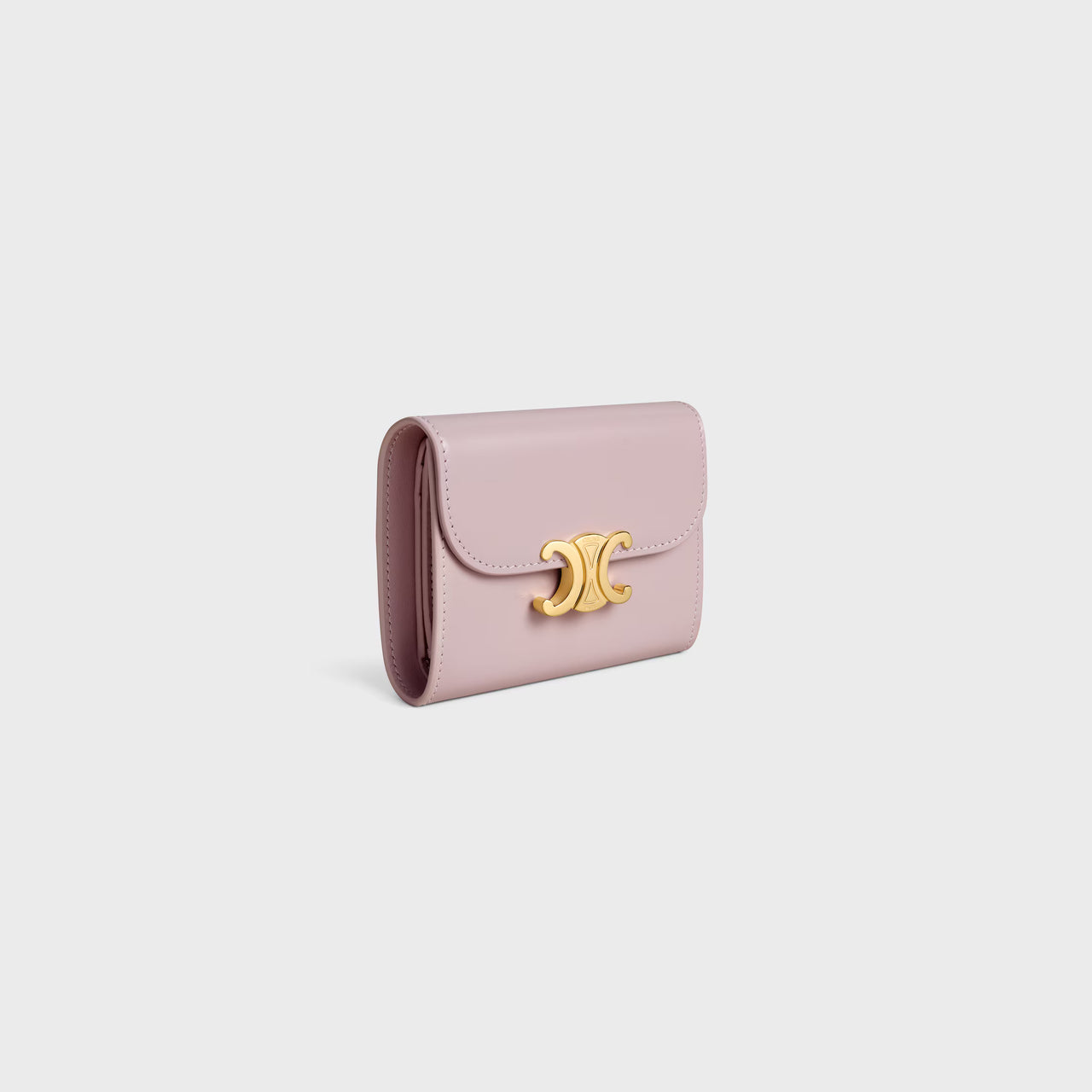Celine Small Flap Wallet TRIOMPHE IN Shiny calfskin (BLEACHED PINK)