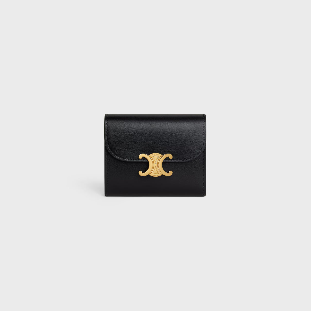 Celine Small Flap Wallet TRIOMPHE IN Shiny calfskin (BLACK)