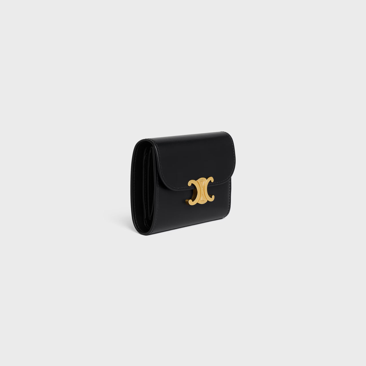 Celine Small Flap Wallet TRIOMPHE IN Shiny calfskin (BLACK)