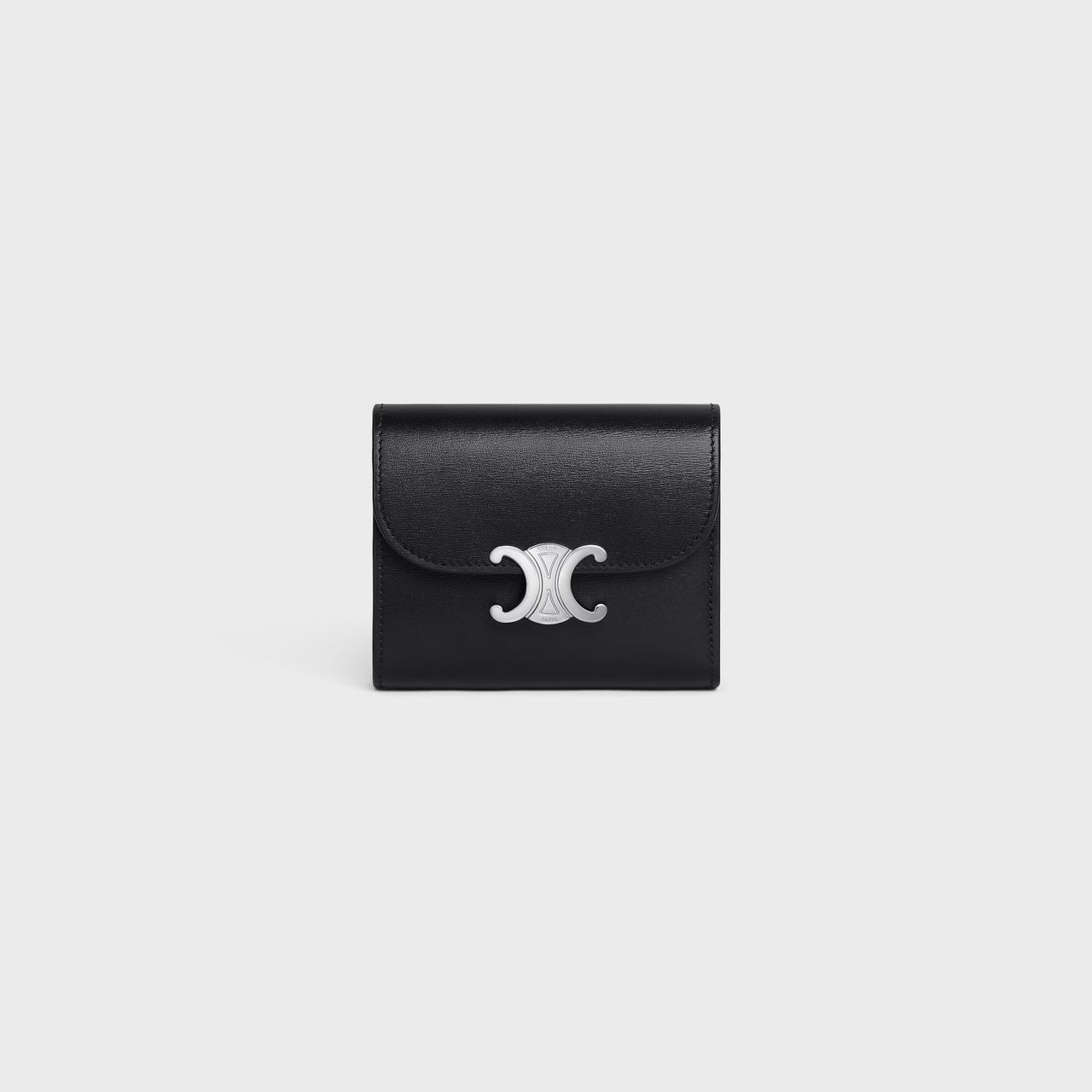 Celine Small Flap Wallet TRIOMPHE IN Shiny calfskin (BLACK)