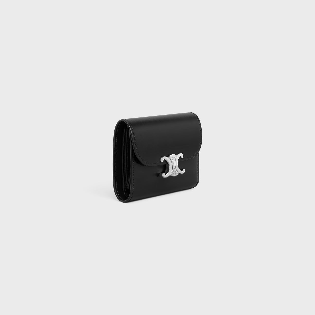 Celine Small Flap Wallet TRIOMPHE IN Shiny calfskin (BLACK)