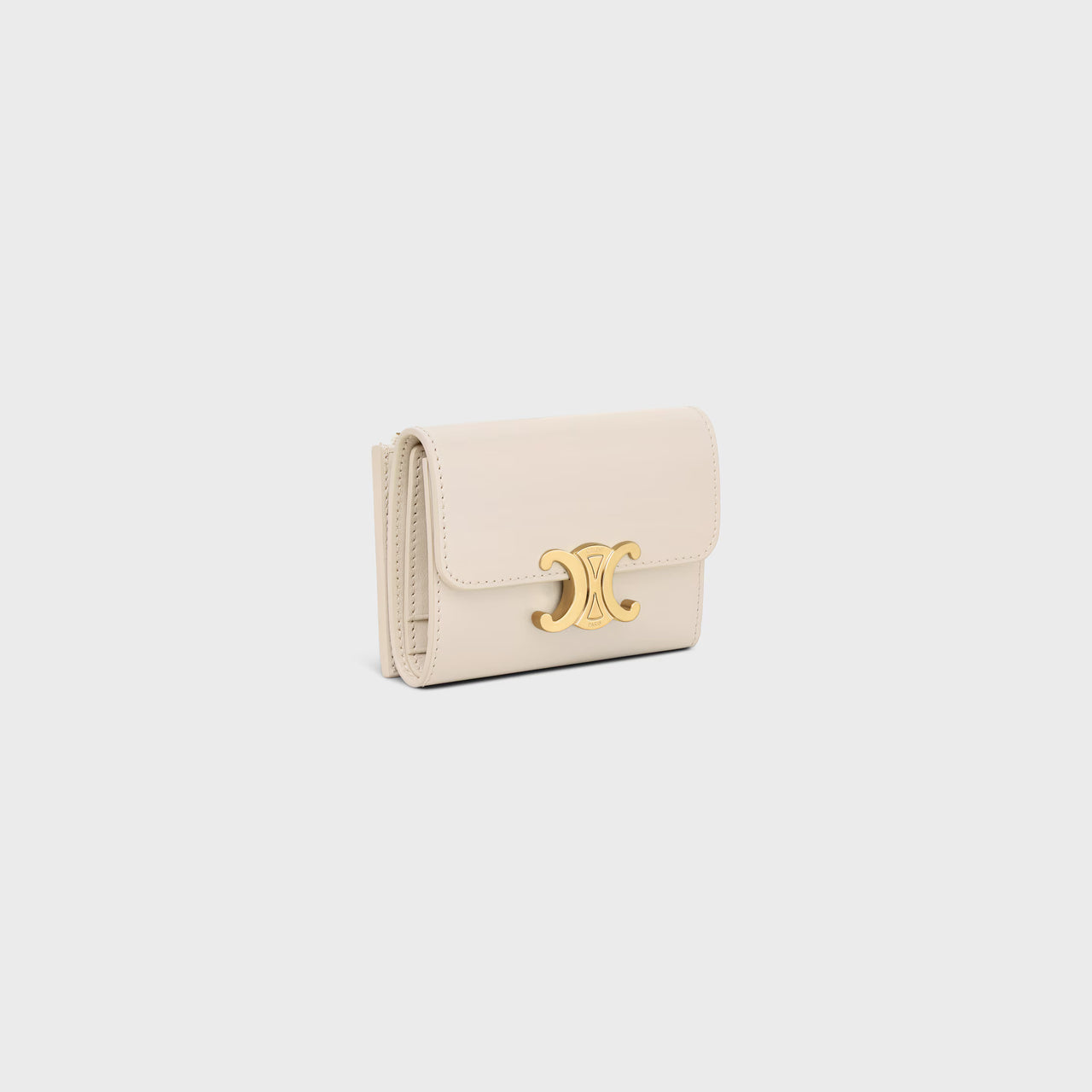Celine COMPACT WALLET WITH COIN TRIOMPHE in Shiny calfskin (PALE BEIGE)