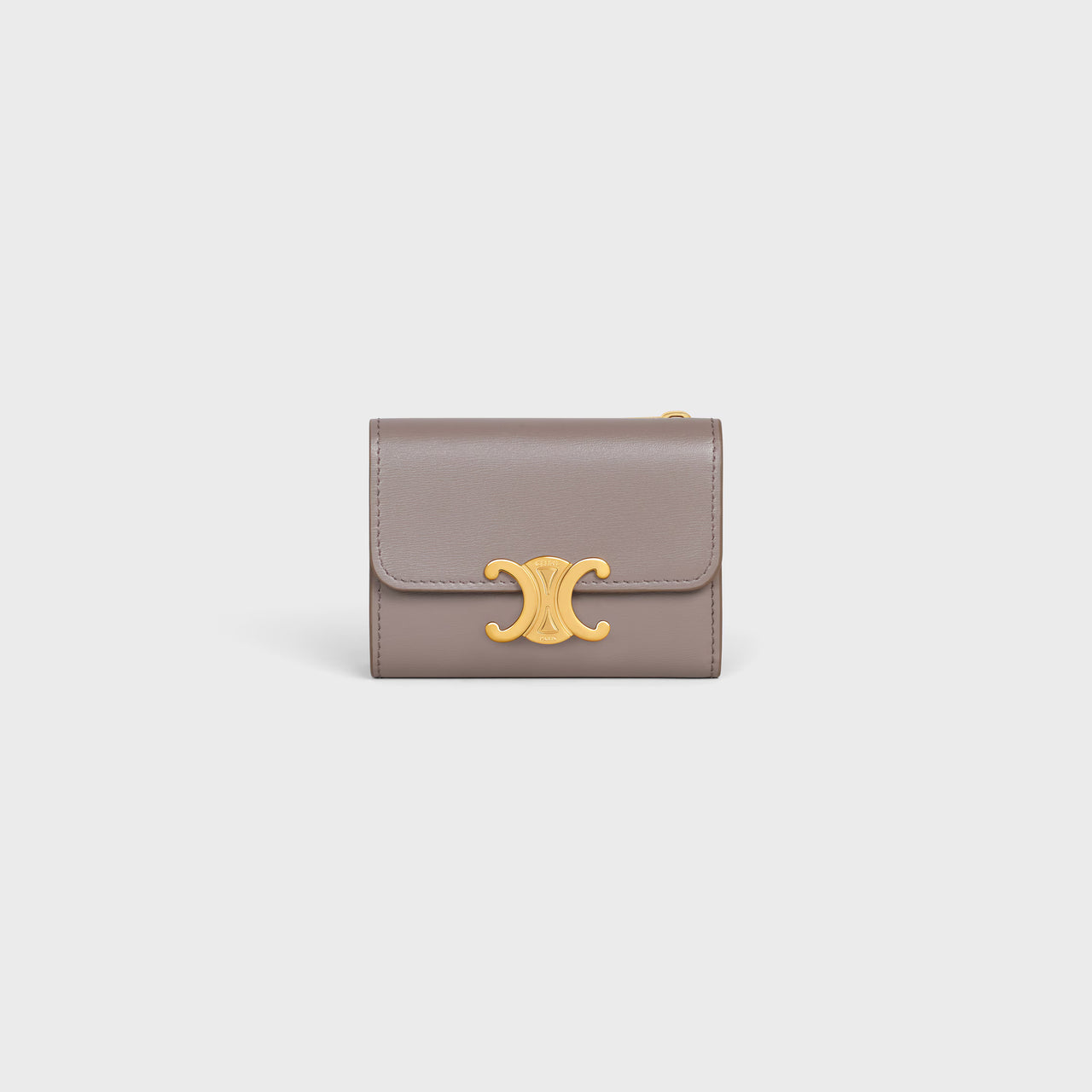 Celine COMPACT WALLET WITH COIN TRIOMPHE in Shiny calfskin (PEBBLE)