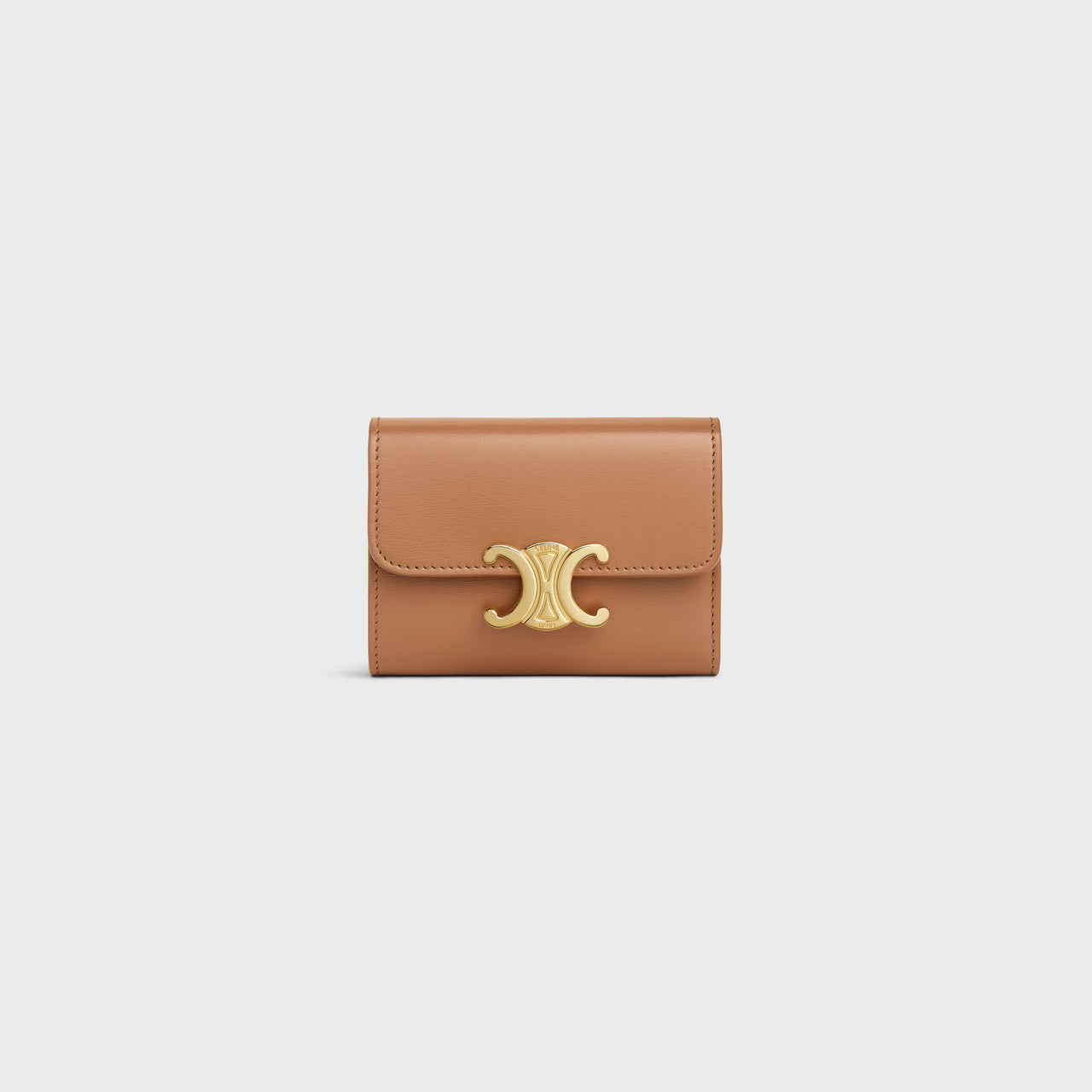 Celine COMPACT WALLET WITH COIN TRIOMPHE in Shiny calfskin (BRONZE)