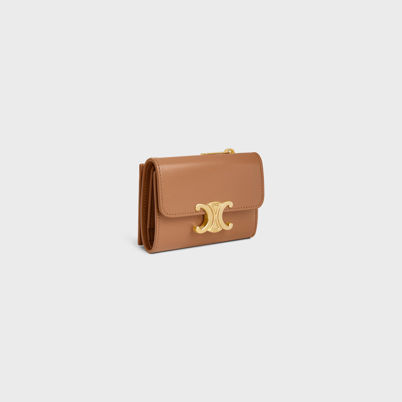 Celine COMPACT WALLET WITH COIN TRIOMPHE in Shiny calfskin (BRONZE)