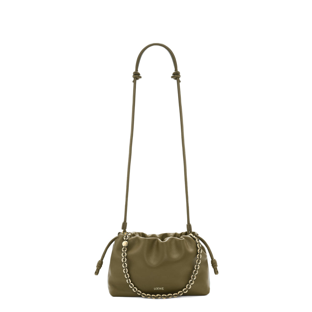 Loewe Medium Flamenco purse in mellow nappa lambskin (Dark Khaki Green)