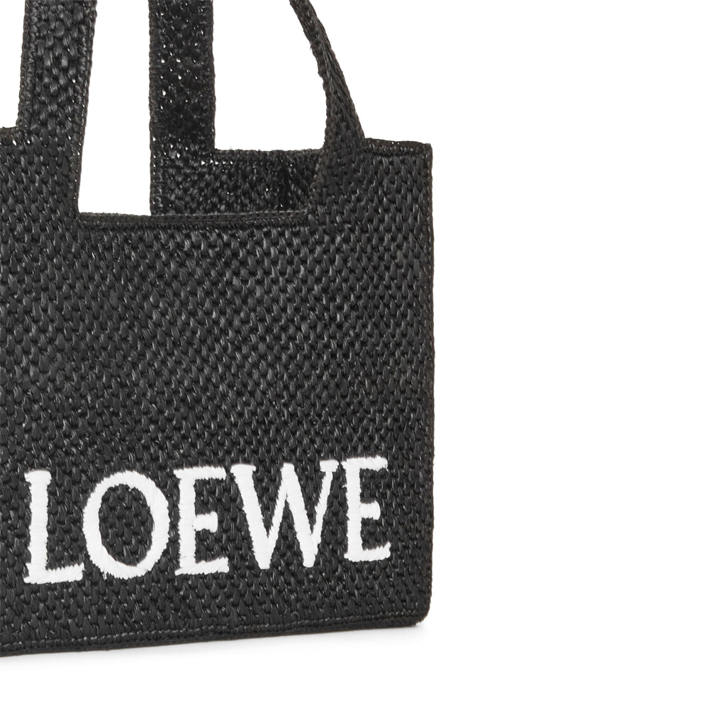 Loewe Medium LOEWE Font Tote in raffia (Black)