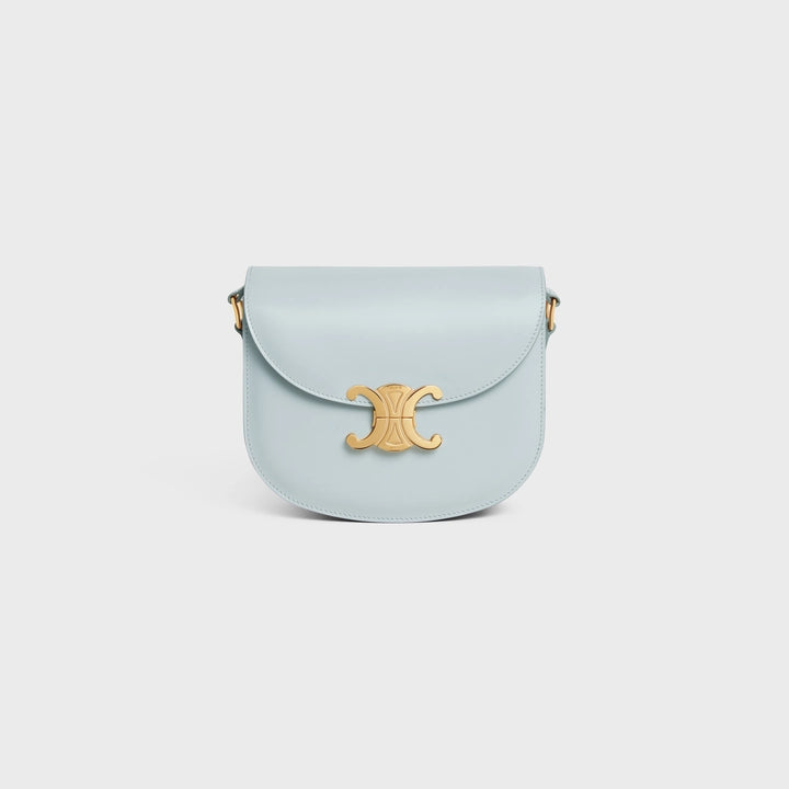 Celine Besace Clea in Shiny Calfskin (Soft Blue)