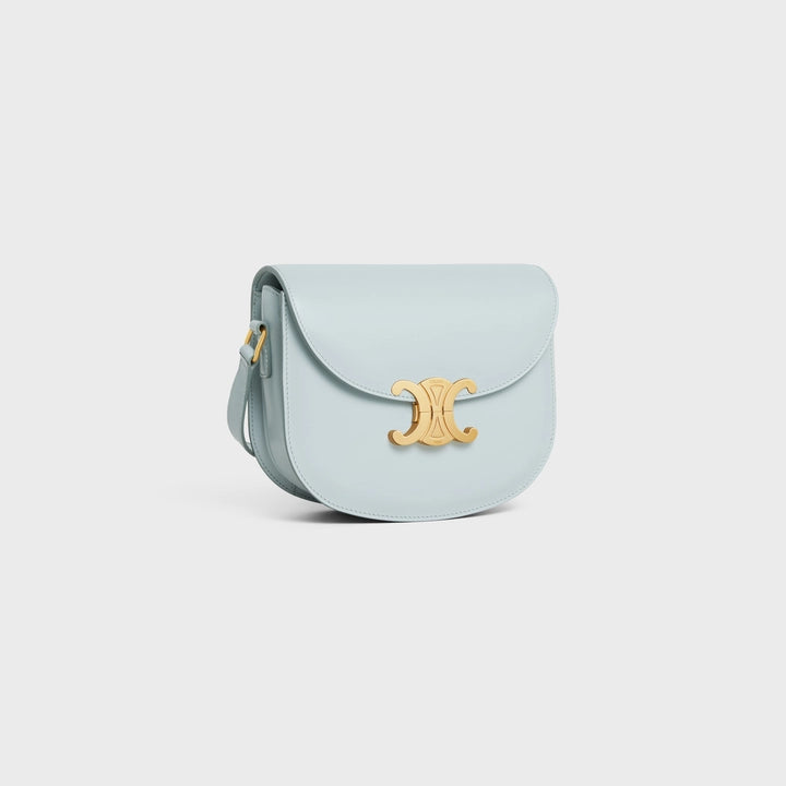 Celine Besace Clea in Shiny Calfskin (Soft Blue)