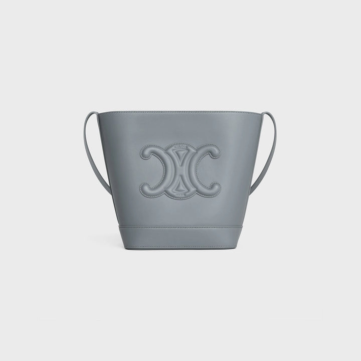 CELINE 小號水桶 Cuir Triomphe 光滑小牛皮（藍灰色）