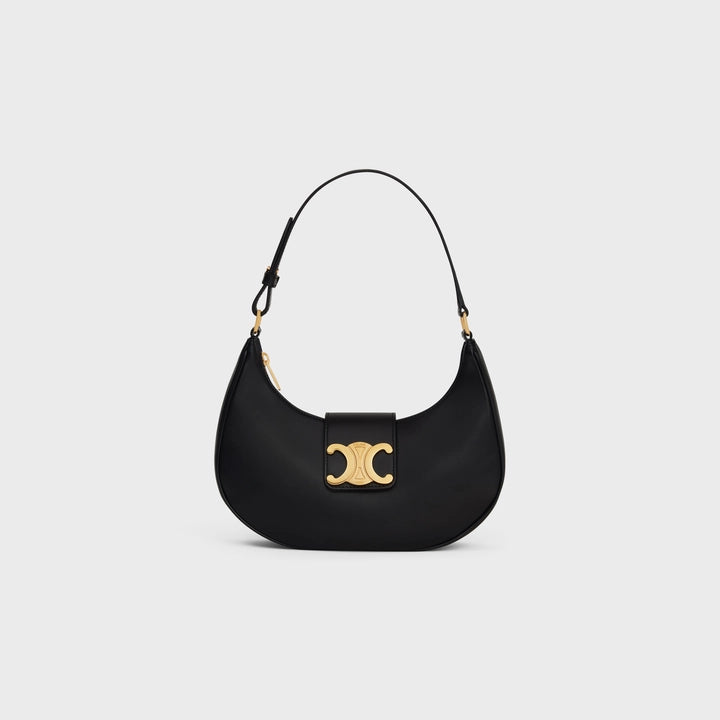 Celine Ava Triomphe Soft Bag in Smooth Calfskin  (Black)