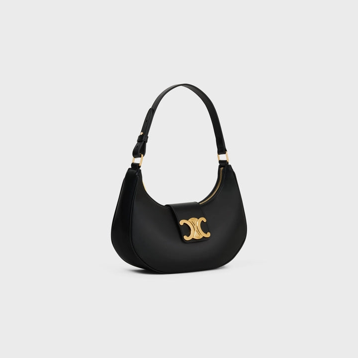 Celine Ava Triomphe Soft Bag in Smooth Calfskin  (Black)