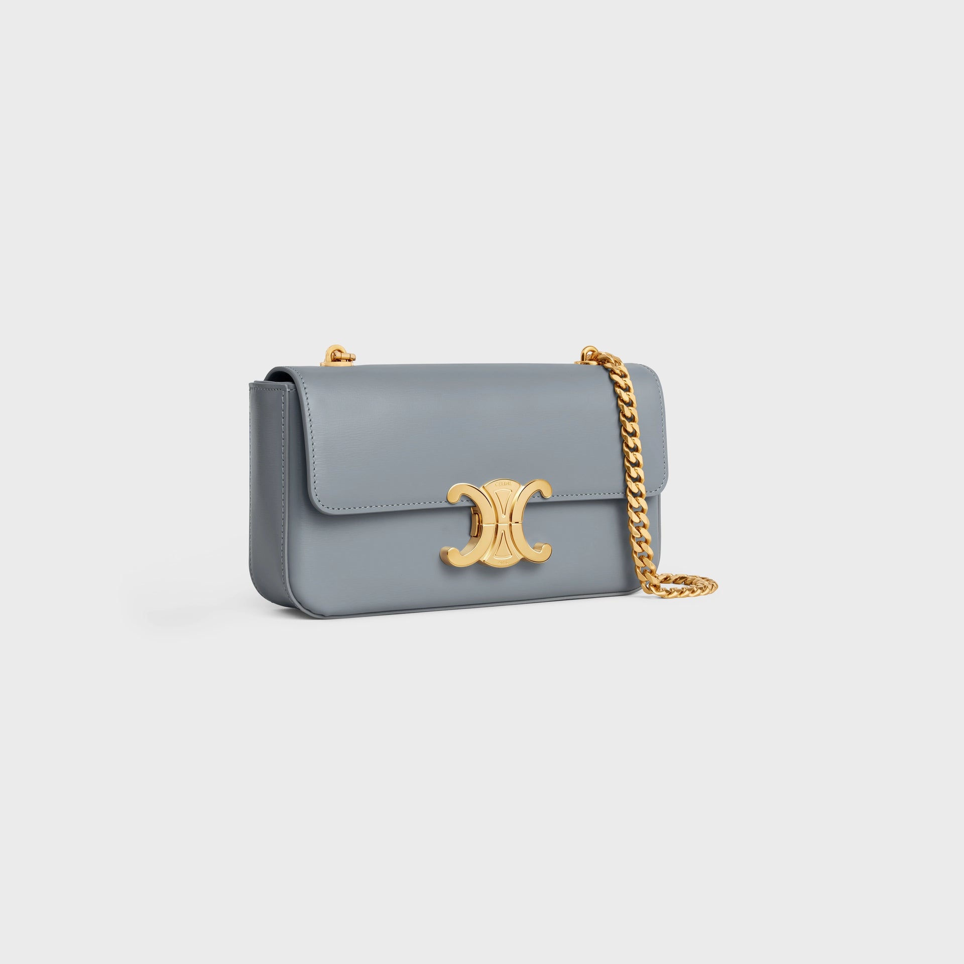 Celine Chain Shoulder Bag Triomphe in Shiny Calfskin (Blue Grey) Celine Chain Shoulder Bag Triomphe in Shiny Calfskin (Blue Grey)