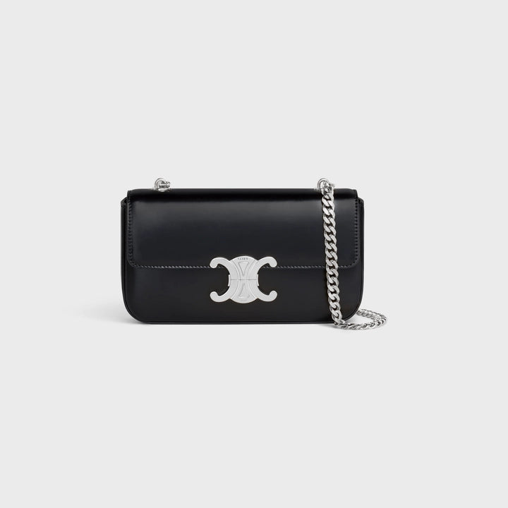 Celine Chain Shoulder Bag Triomphe in Shiny Calfskin (Black)