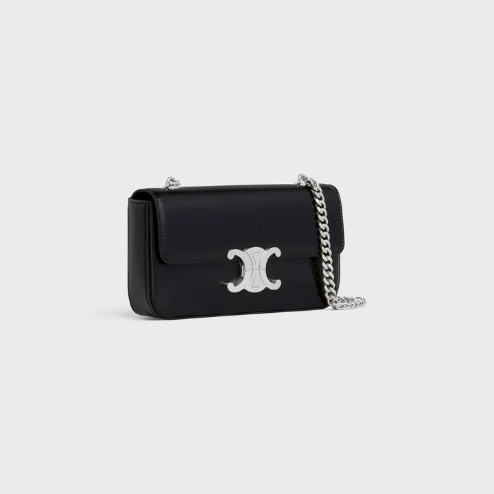 Celine Chain Shoulder Bag Triomphe in Shiny Calfskin (Black)