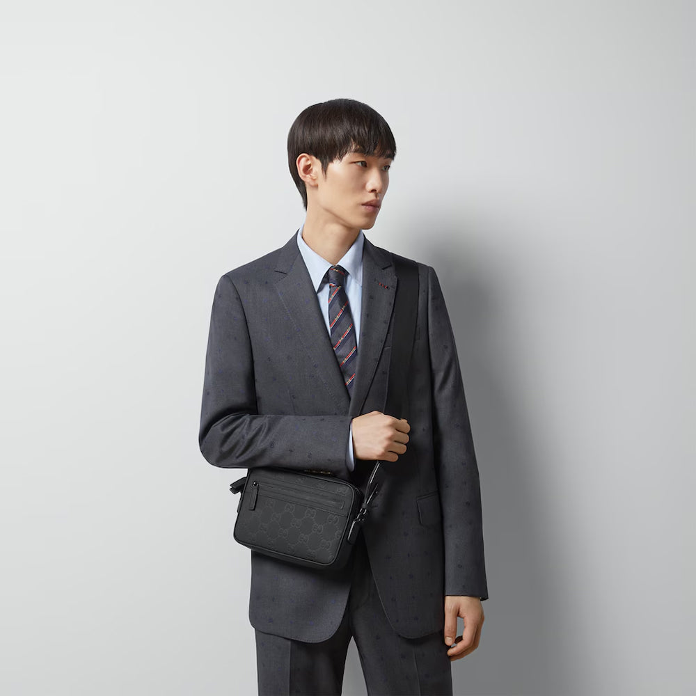 GUCCI バック　ブラック Gucci Black Leather 'Dollar' Crossbody Bag – Mine & Yours
