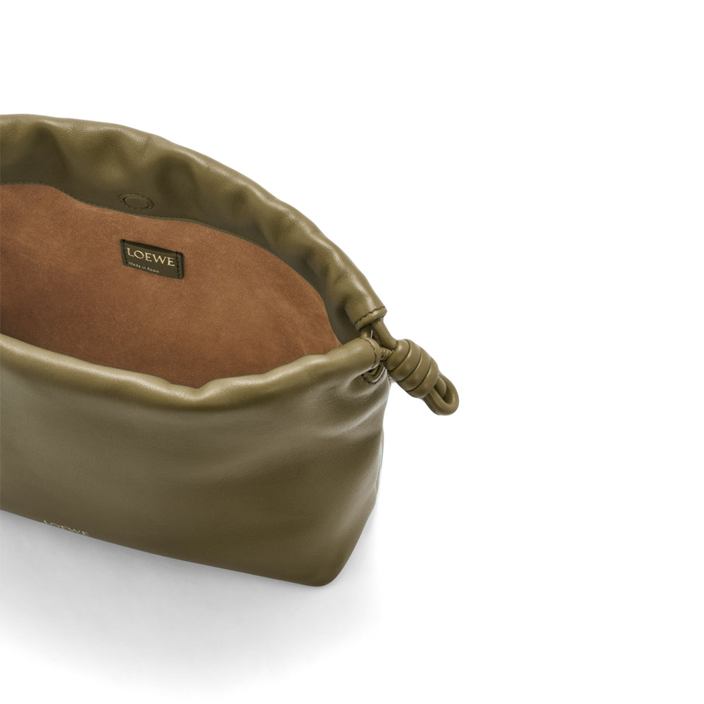 Loewe Medium Flamenco purse in mellow nappa lambskin (Dark Khaki Green)