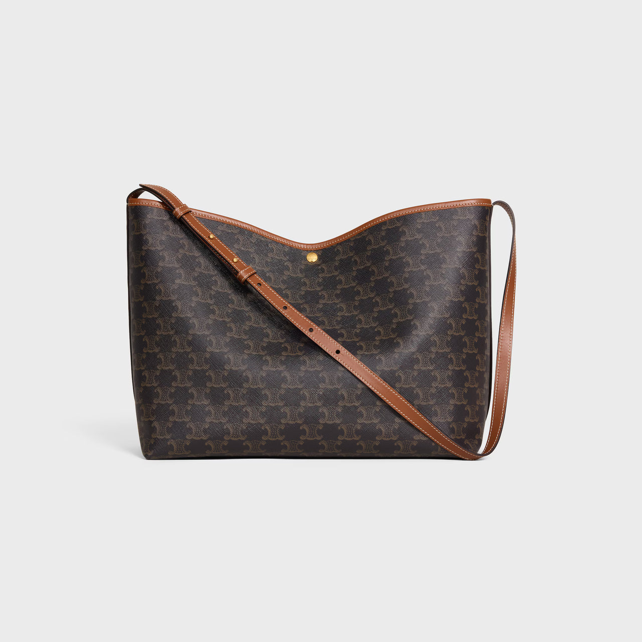 Celine SOFT SHOPPER BAG IN Triomphe Canvas and Calfskin (TAN)
