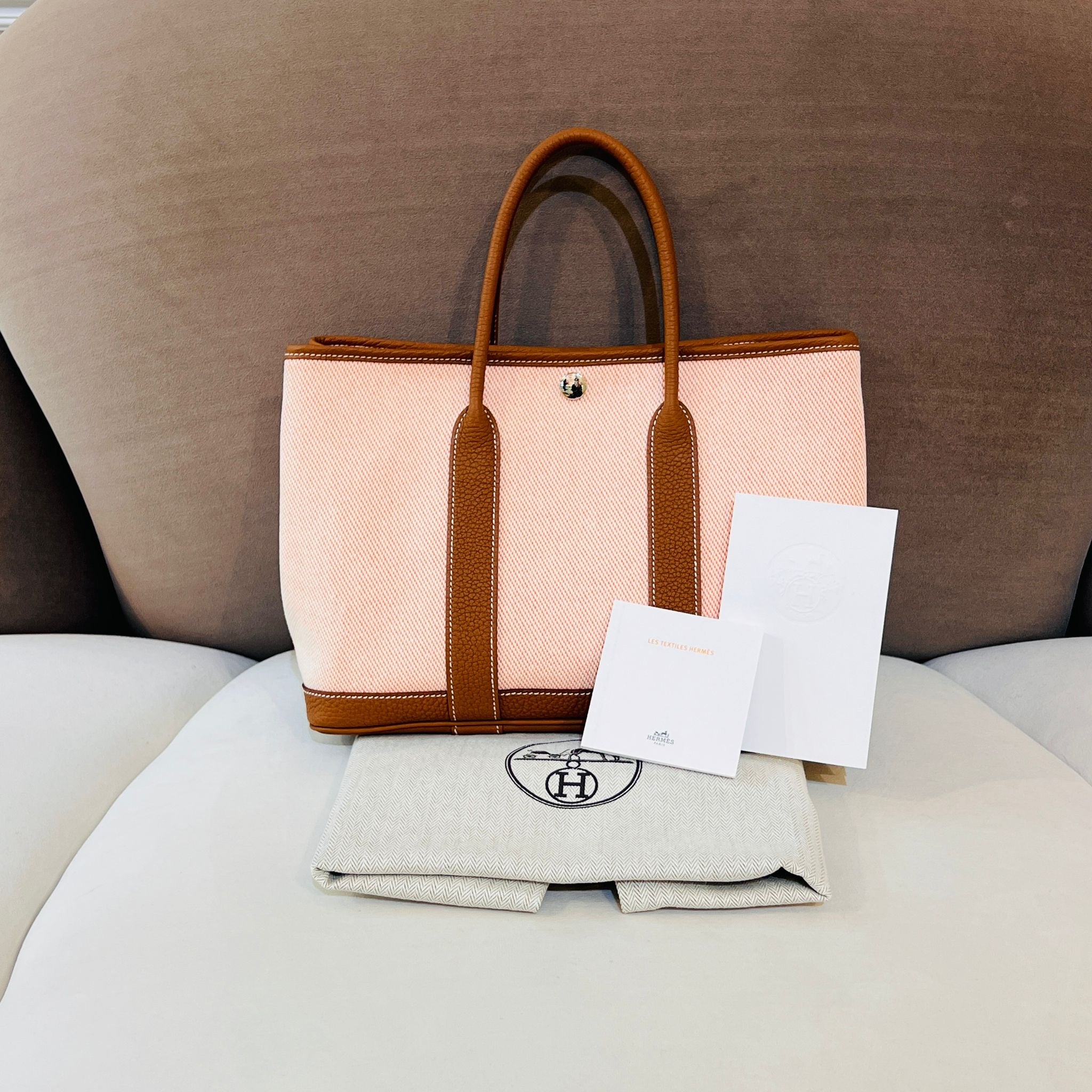 Hong Kong Stock - Hermes Garden Party 30 (Twill H Veau Negonda / Ecru Oran)