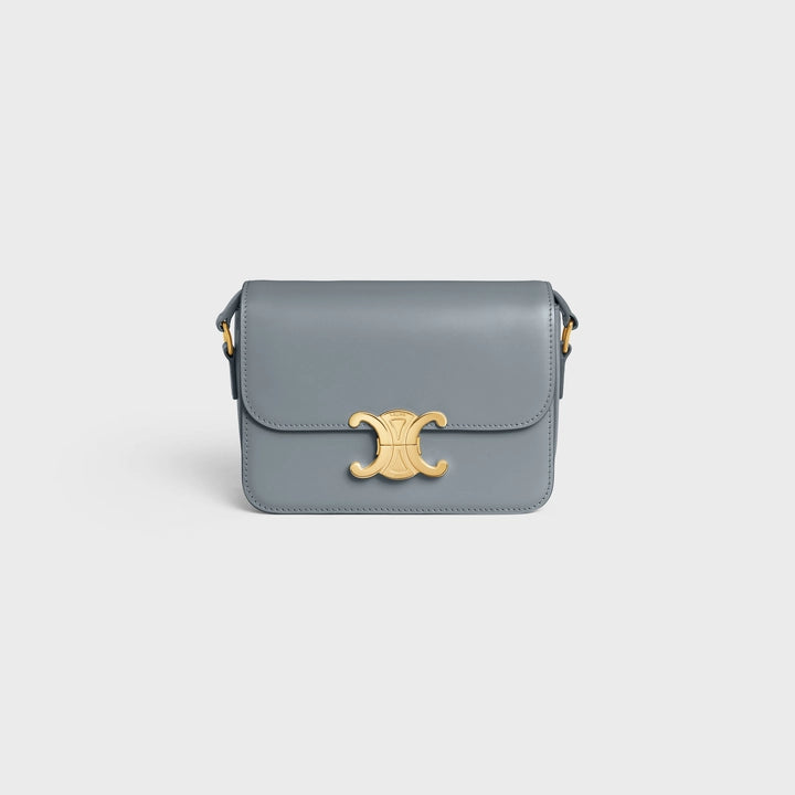 Celine Teen Triomphe Bag in Shiny Calfskin (Blue Grey)