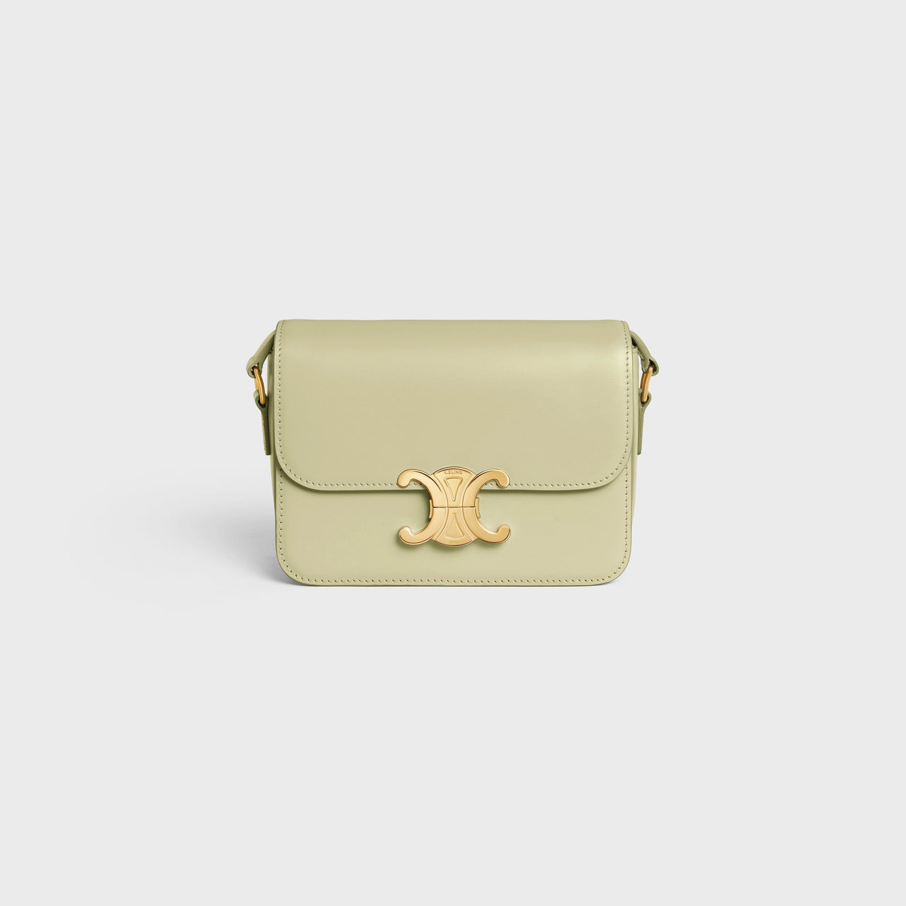 Celine Teen Triomphe Bag in Shiny Calfskin (Almond Green)