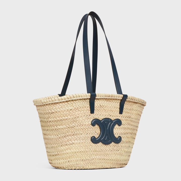 Celine Triomphe 中型棕櫚葉與小牛皮 Celine Classic Panier（海軍藍）