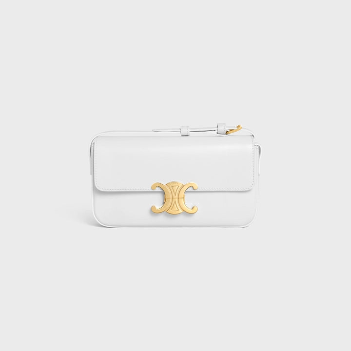 Celine Shoulder Bag Triomphe in Shiny Calfskin (Arctic White)