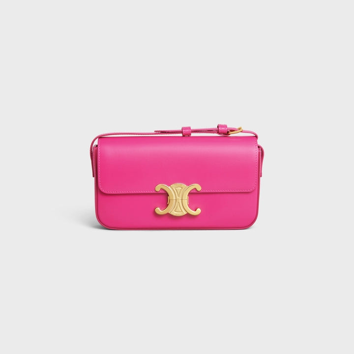 Celine Shoulder Bag Triomphe in Shiny Calfskin (Bright Pink)