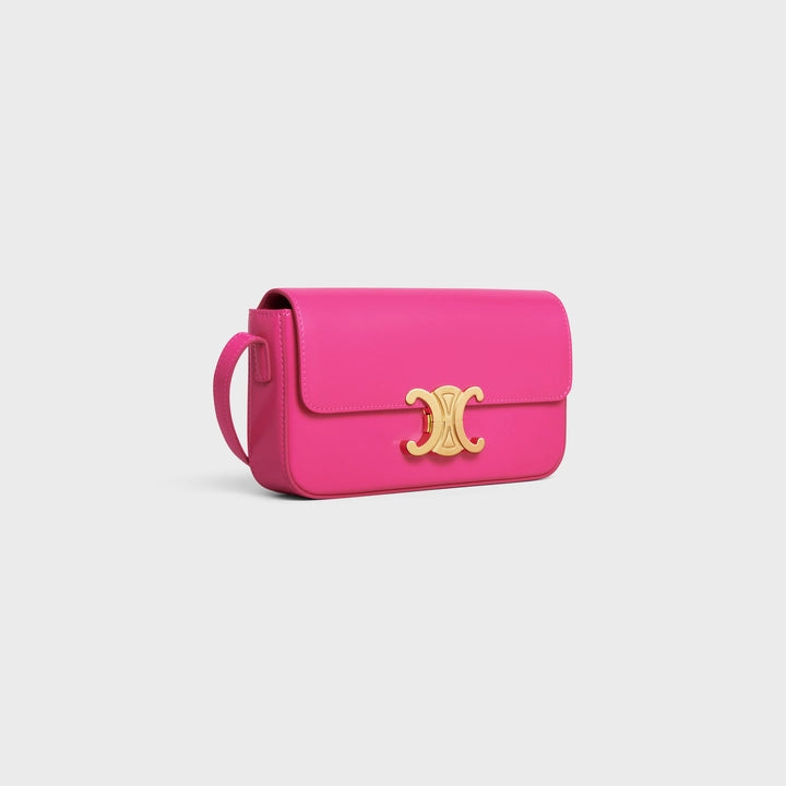 Celine Shoulder Bag Triomphe in Shiny Calfskin (Bright Pink)