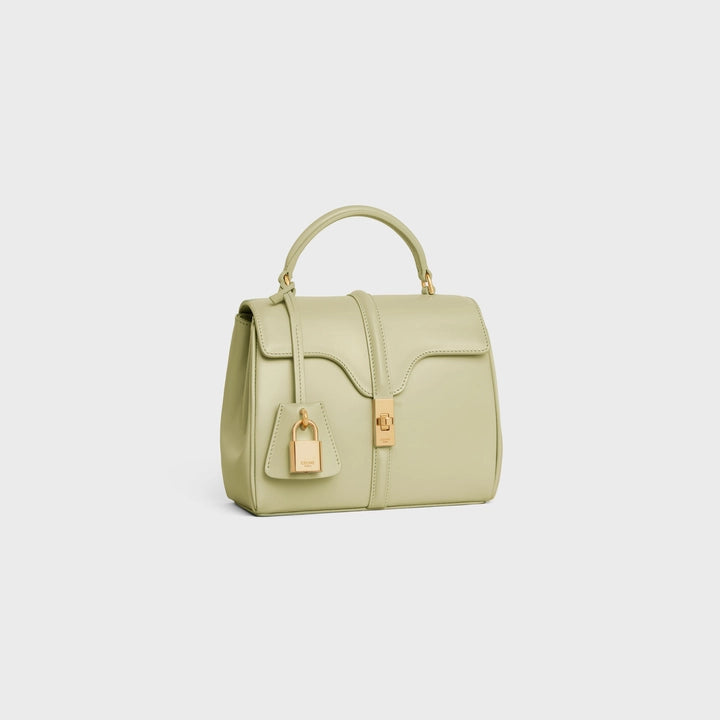 Celine Mini 16 Bag in Satinated Calfskin (Almond Green)