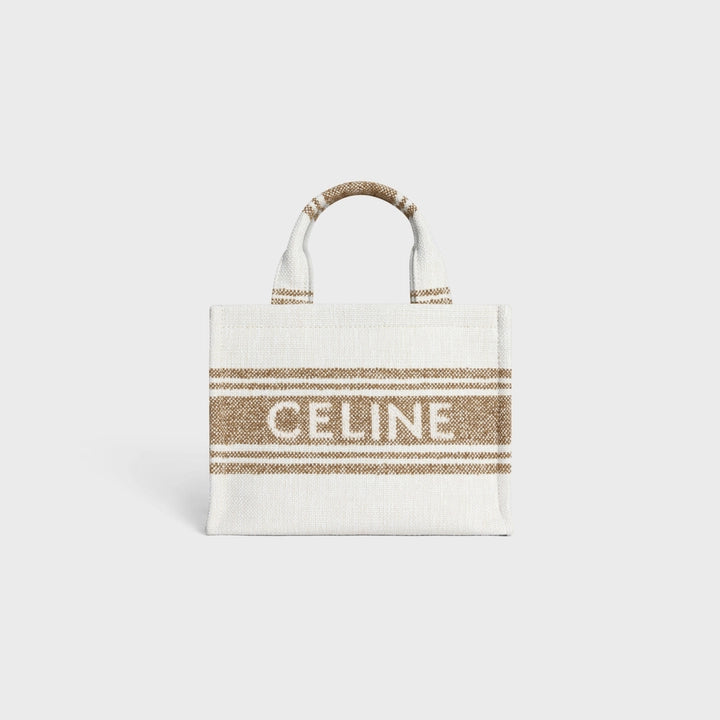 Celine Small Cabas Thais in Striped Textile with Celine Jacquard (Tobacco/Tan)
