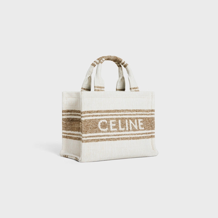 Celine 小號 Cabas Thai 條紋織物與 Celine 提花織物（煙草色/棕褐色）