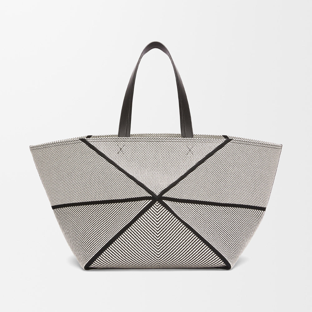 Loewe XXL Puzzle Fold tote in canvas jacquard and calfskin