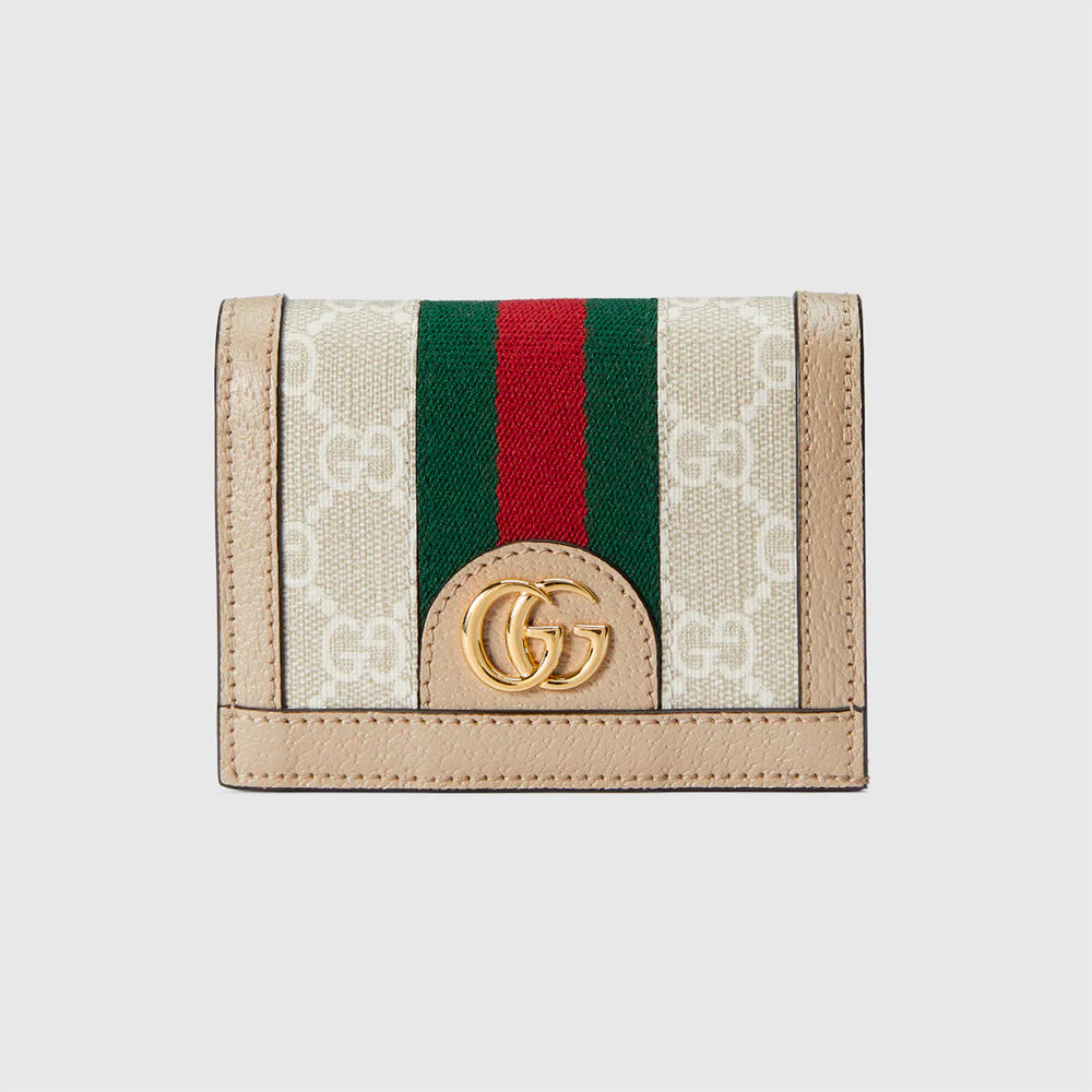 Hong Kong Stock - Gucci OPHIDIA GG CARD CASE WALLET (Beige and white GG Supreme canvas))