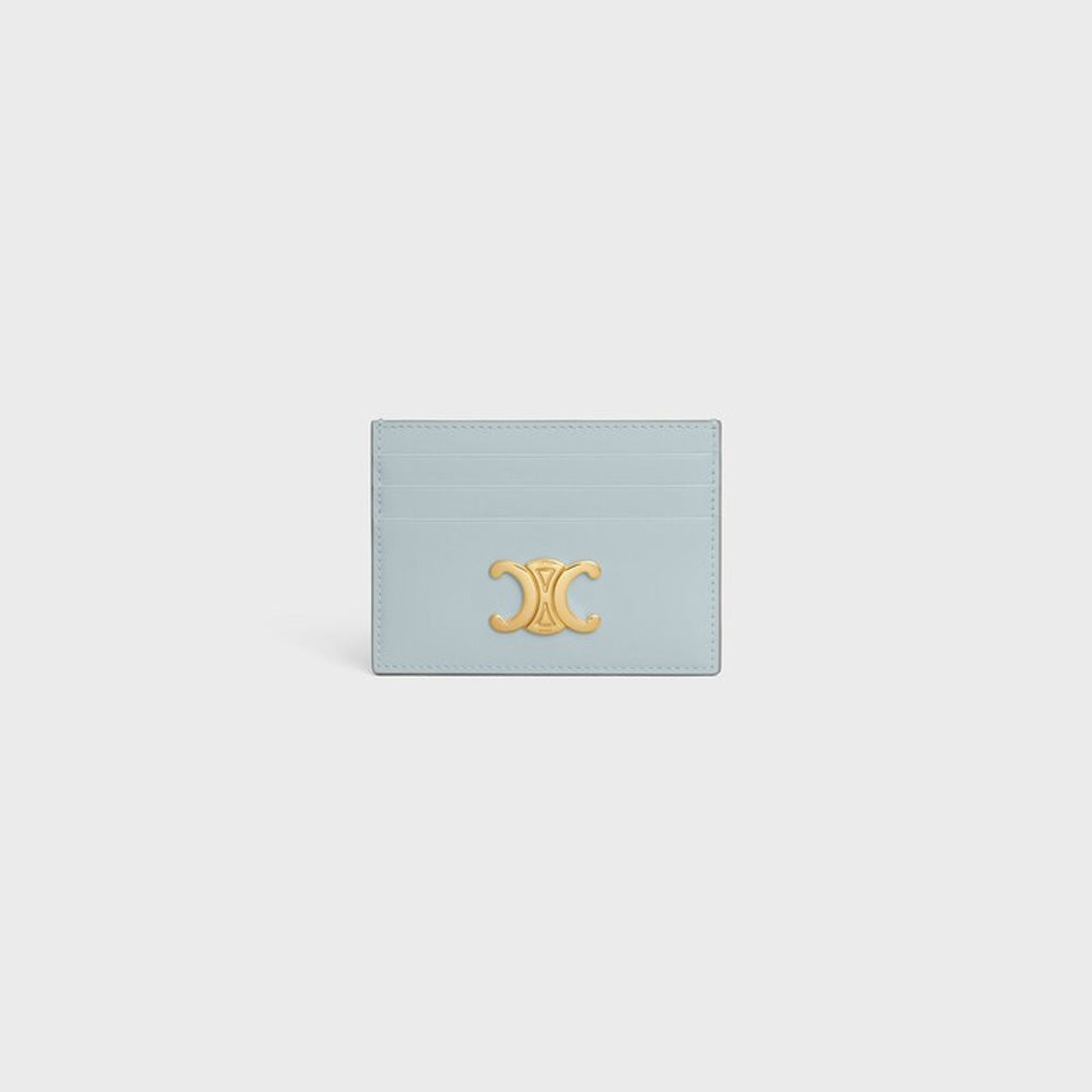 Celine CARD HOLDER TRIOMPHE IN Shiny calfskin (ICE BLUE)