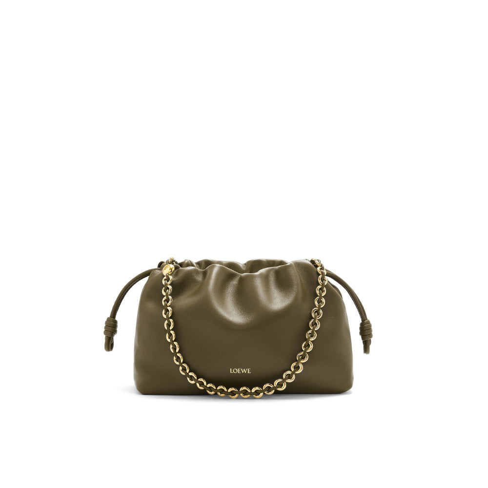Loewe Medium Flamenco purse in mellow nappa lambskin (Dark Khaki Green)